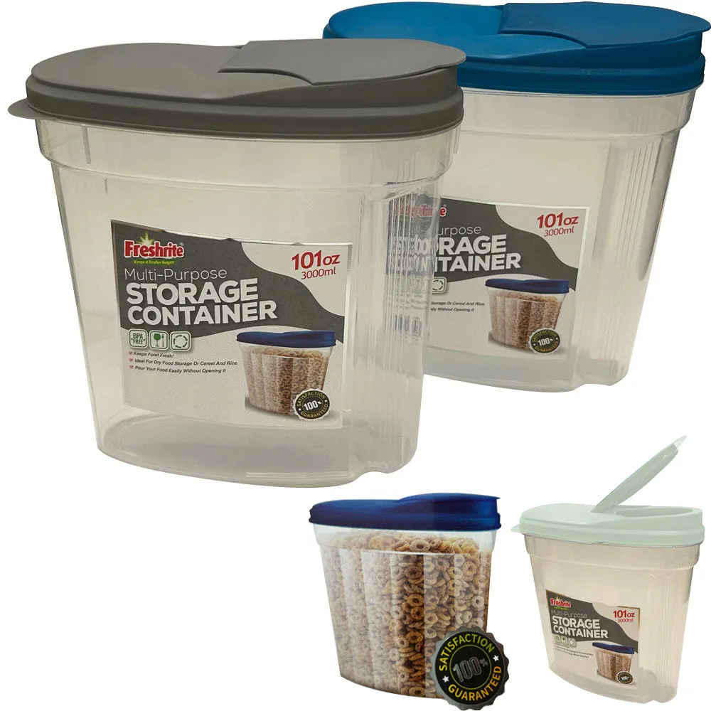 1 Cereal Container Dry Food Storage BPA-Free Plastic Pantry Rice Pasta Nut 101oz