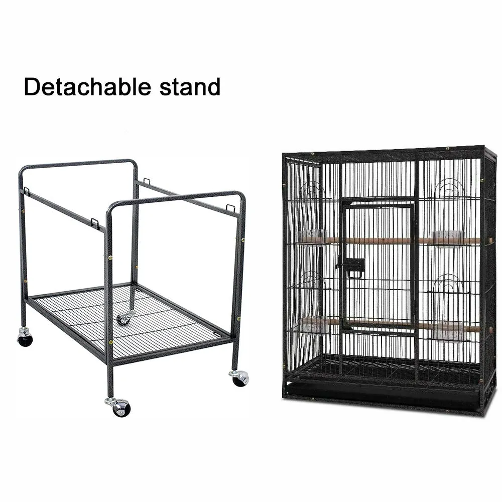 134cm Large Bird Aviary Cage | Heavy Duty Parrot Budgie Cockatoo Perch Cage with Storage Shelf