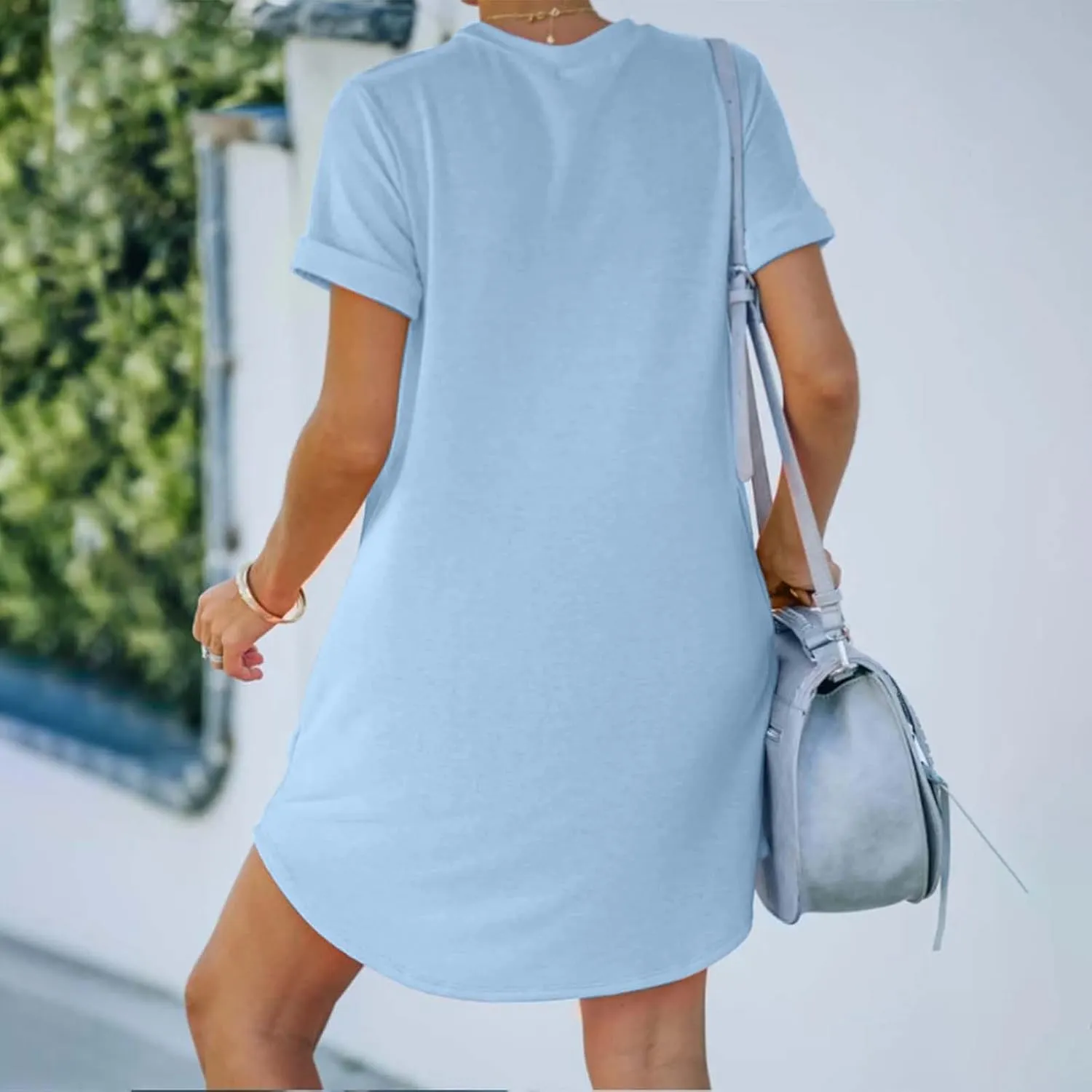 2024 T-Shirt Dress for Women Casual Summer Summer Outfits for Women Short Dresses Beach Ruffle Casual Swing Dresses