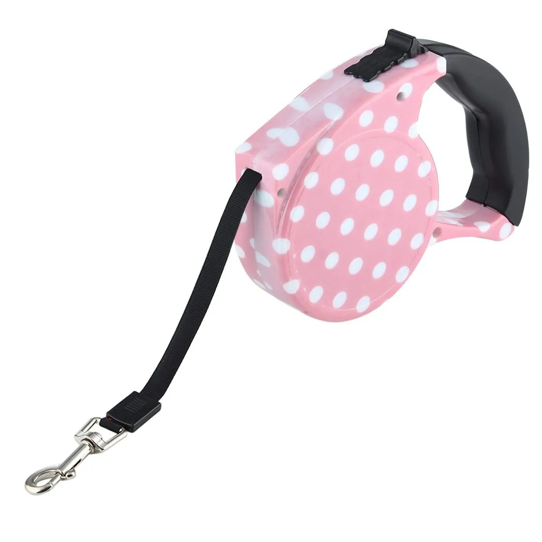 5M Pink Dot Flex Retractable Leash For Pets