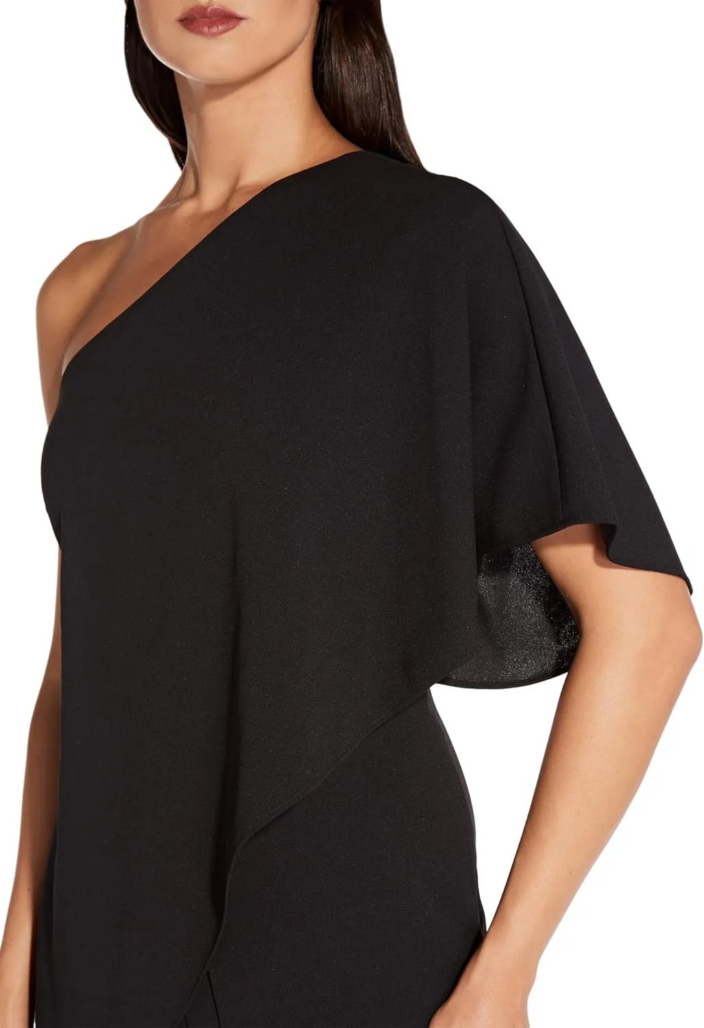 Adrianna Papell Women's Size One Shoulder Crepe Melania Jumpsuit Plus