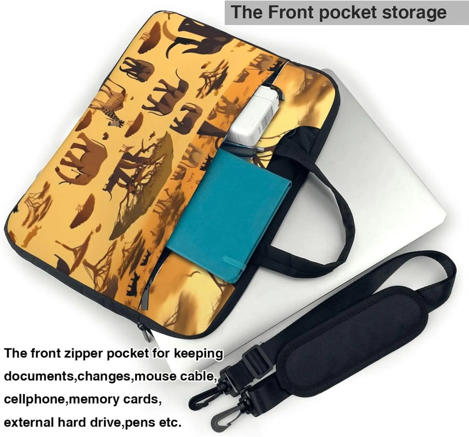 African grassland animals Ultra-thin portable shoulder laptop bag Stylish and Protective Shockproof soft lining