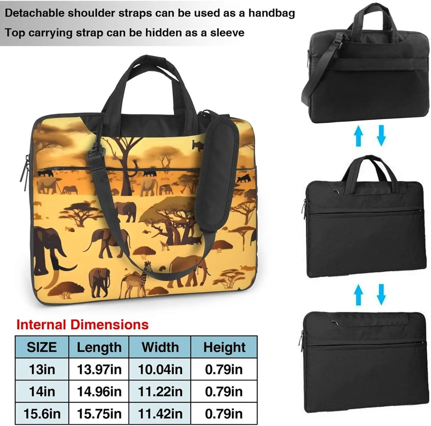 African grassland animals Ultra-thin portable shoulder laptop bag Stylish and Protective Shockproof soft lining