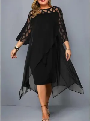 Akivide Womens 3/4 Sleeve Plus Size Dresses Round Neck Wrap Pencil Dress Formal Evening Wedding Party Midi Dress