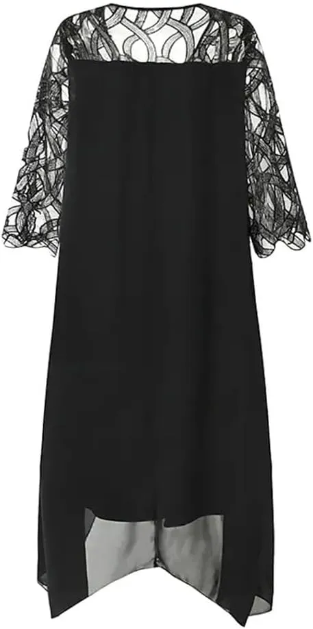 Akivide Womens 3/4 Sleeve Plus Size Dresses Round Neck Wrap Pencil Dress Formal Evening Wedding Party Midi Dress