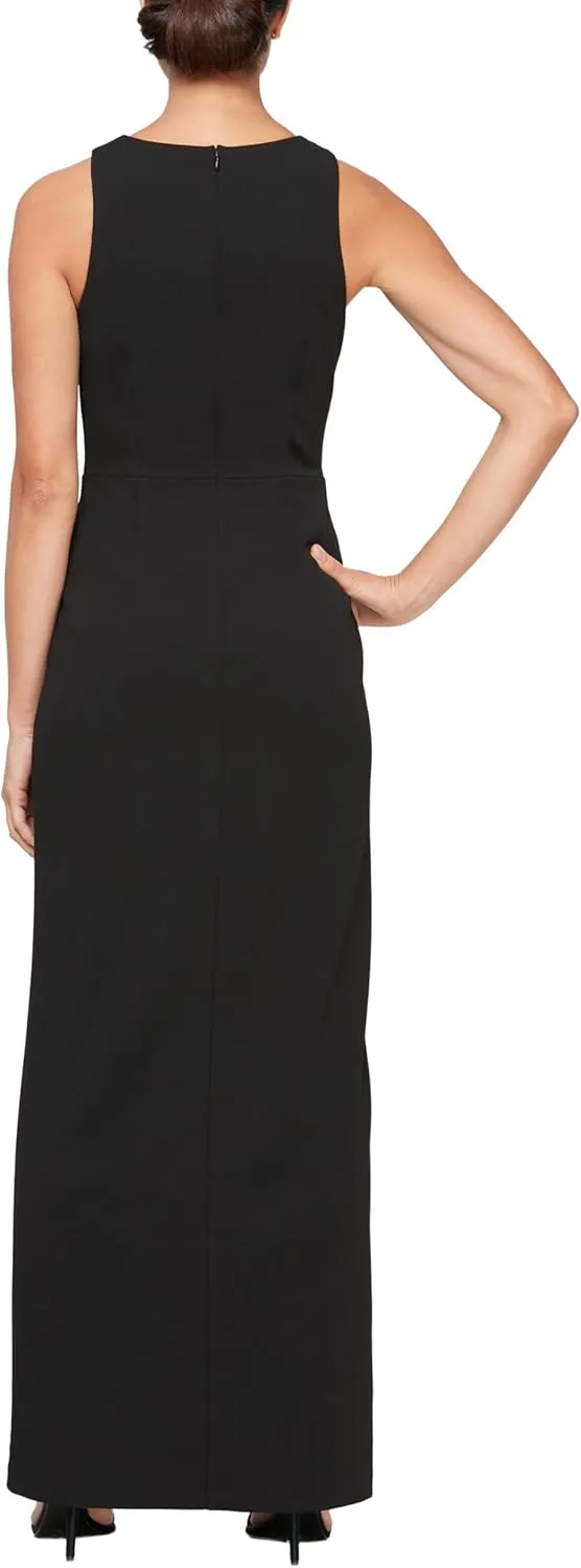 Alex Evenings Women's Long Cascade Ruffle Sleeveless Leg Slit, Mother of The Bride Dress, Elegant Party Gown