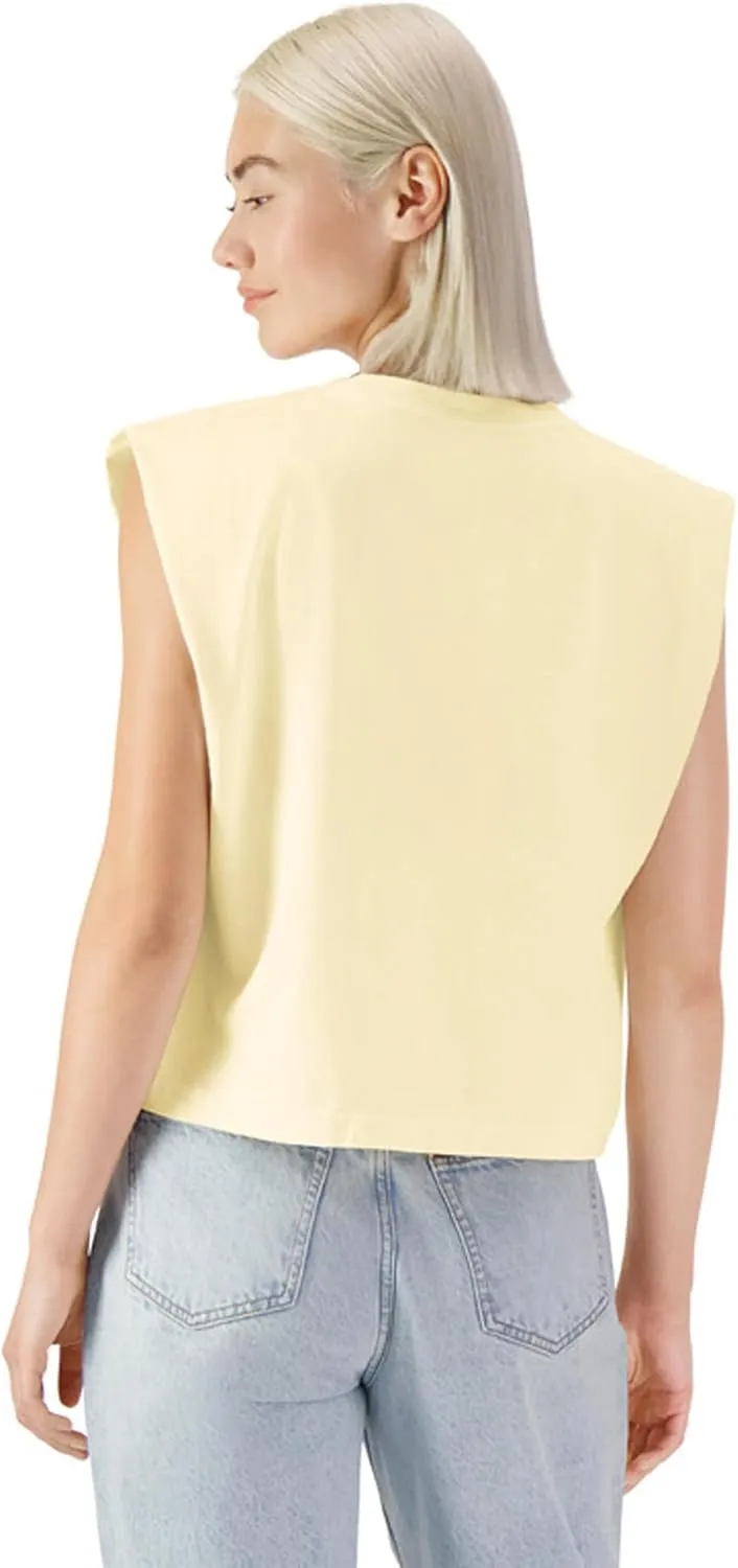 American Apparel Women's Heavyweight Cotton, Boxy, Cropped, and Garment Dyed Muscle T-Shirt, Style G307GD, 2-Pack