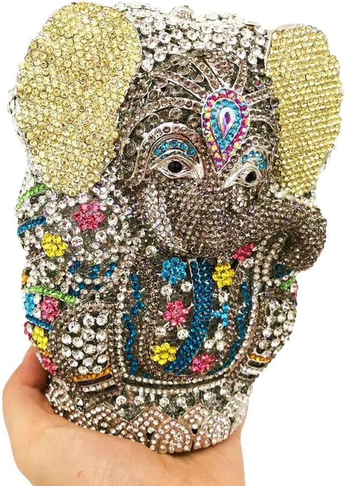 Animal Elephant Crystal Clutch Bag Sparkly Women Rhinestone Shoulder Bag Handbag Wedding Party Evening Clutch