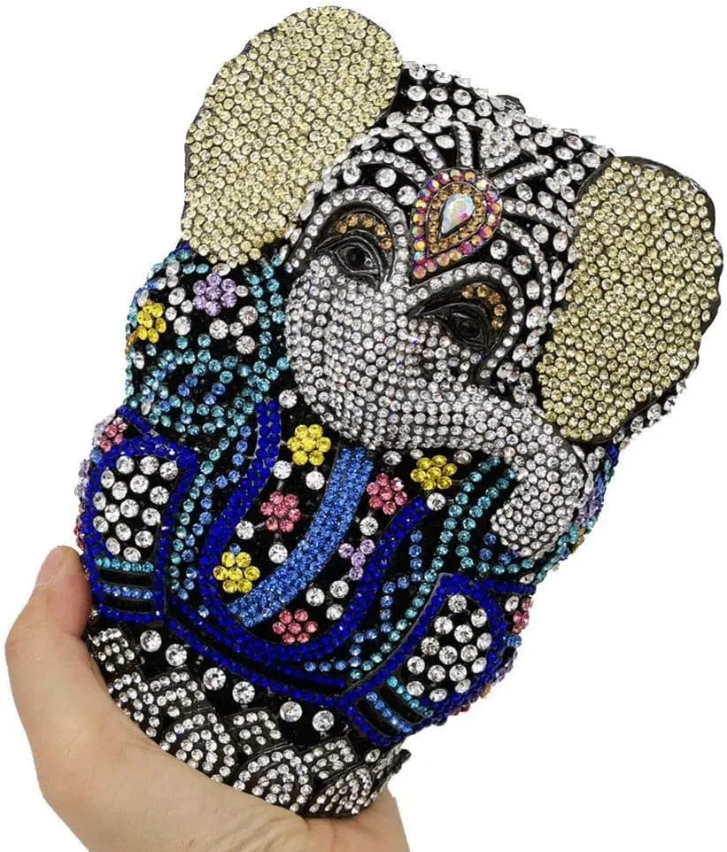 Animal Elephant Crystal Clutch Bag Sparkly Women Rhinestone Shoulder Bag Handbag Wedding Party Evening Clutch