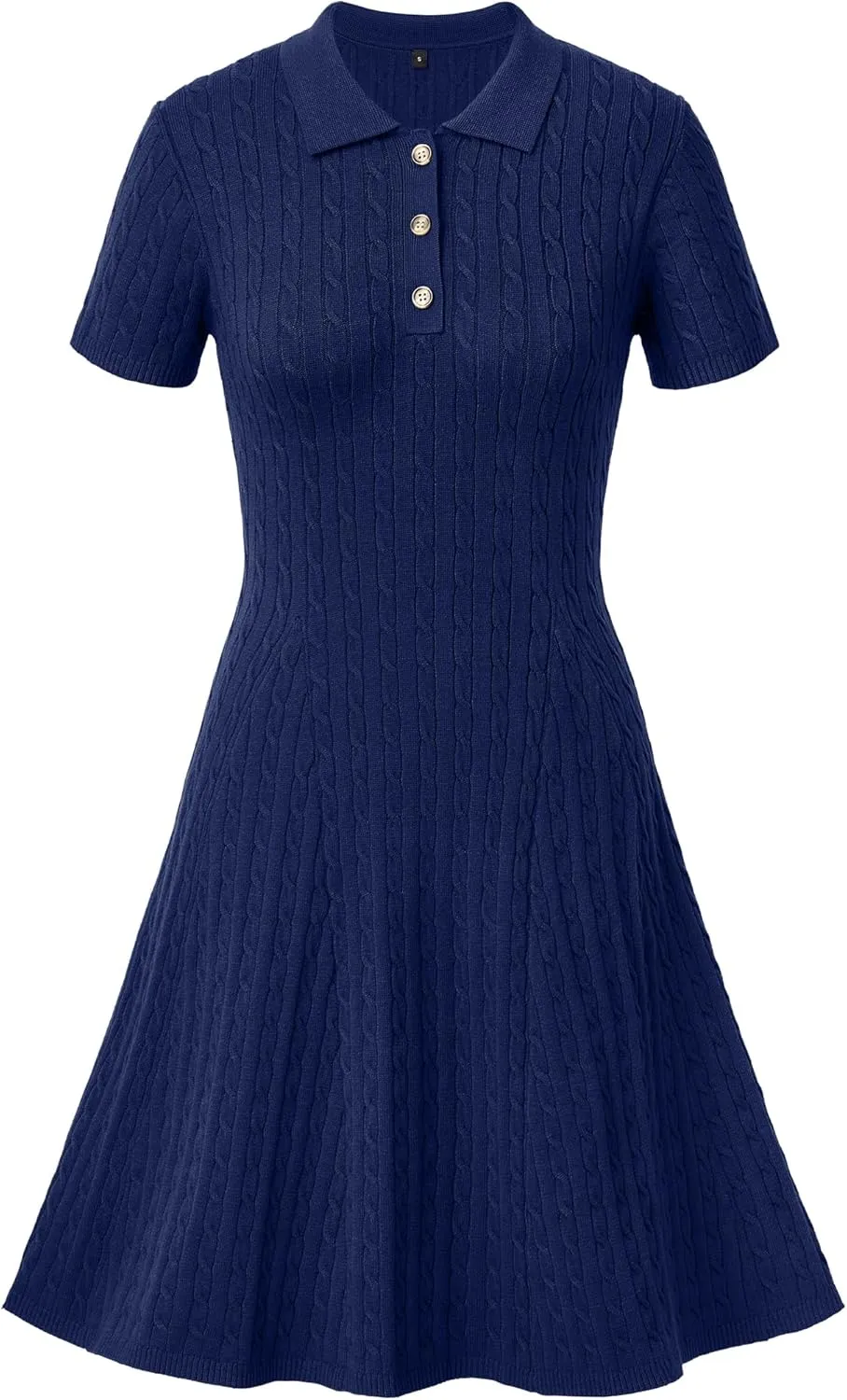 Arach&Cloz Women's Summer Polo Dresses 2025 Short Sleeve Cable Knitted Fashion Business Work Casual A Line Dress