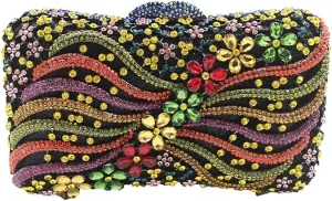 Bling Rhinestone Evening Clutch Bag for Women Sparkly Clutch Handbag Wedding Party Hollow Bowknot Shoulder Bag Purse