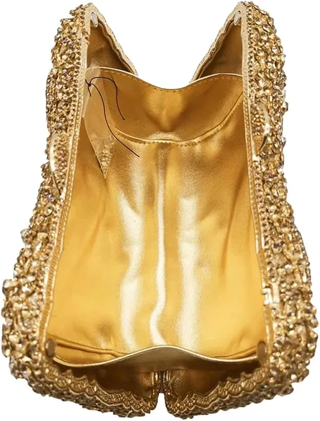 Bling Rhinestone Evening Clutch Bag for Women Sparkly Clutch Handbag Wedding Party Hollow Bowknot Shoulder Bag Purse