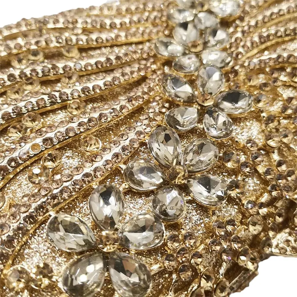 Bling Rhinestone Evening Clutch Bag for Women Sparkly Clutch Handbag Wedding Party Hollow Bowknot Shoulder Bag Purse