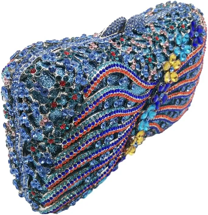 Bling Rhinestone Evening Clutch Bag for Women Sparkly Clutch Handbag Wedding Party Hollow Bowknot Shoulder Bag Purse