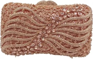 Bling Rhinestone Evening Clutch Bag for Women Sparkly Clutch Handbag Wedding Party Hollow Bowknot Shoulder Bag Purse