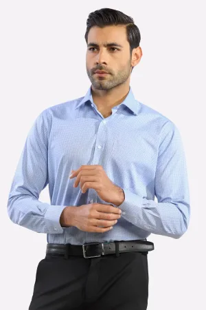 Blue Self Textured Formal Shirt