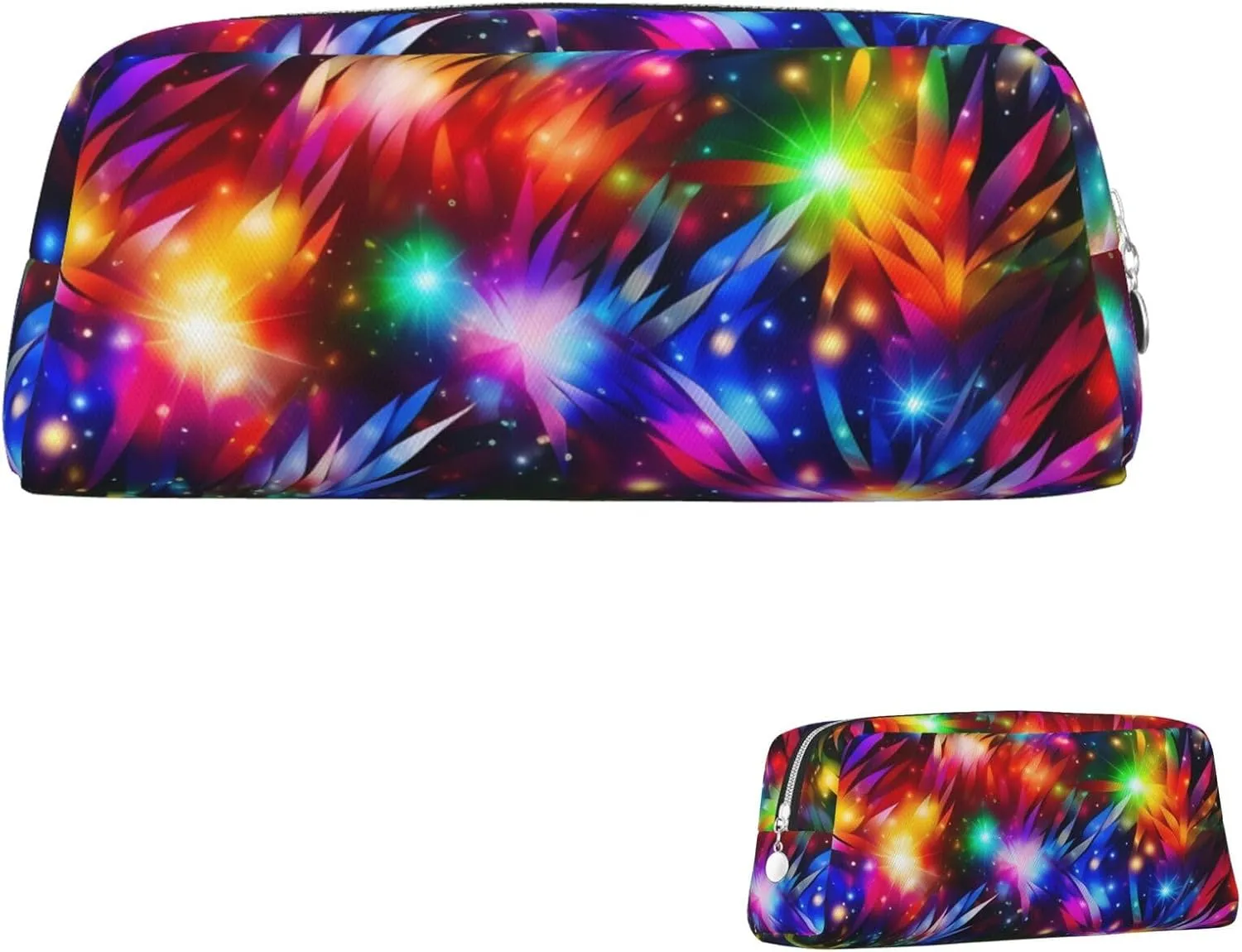 Bright Beautiful Colorful Art Makeup Bag Travel Toiletry Bag Big Pencil Bag for Women Men Leather Zipper Coin Pouch Purse