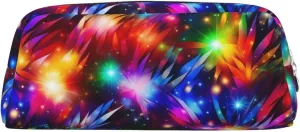 Bright Beautiful Colorful Art Makeup Bag Travel Toiletry Bag Big Pencil Bag for Women Men Leather Zipper Coin Pouch Purse