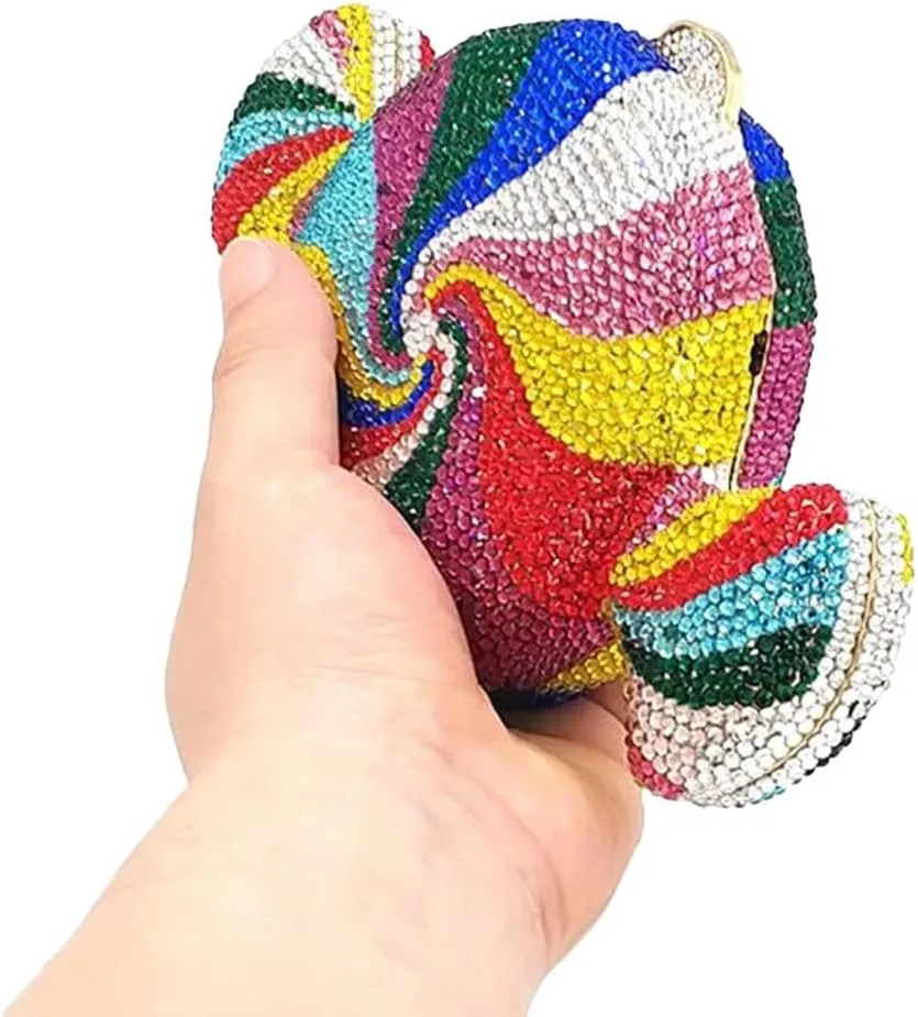 Candy Shape Clutch Purse Shining Crystal Evening Bags Luxury Rhinestone Handbags for Prom Cocktail Party
