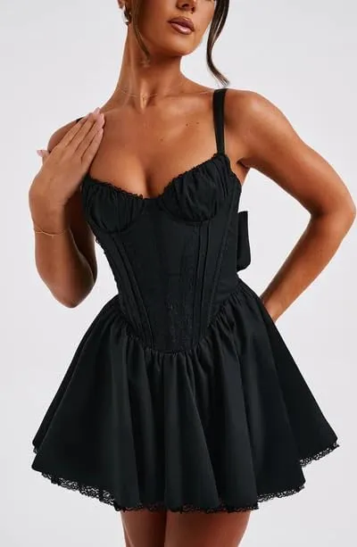 College Graduation Dresses for Women Y2k Corset Backless Party Club Mini Dress Teens Flowy Ruffle Sexy Short Dress