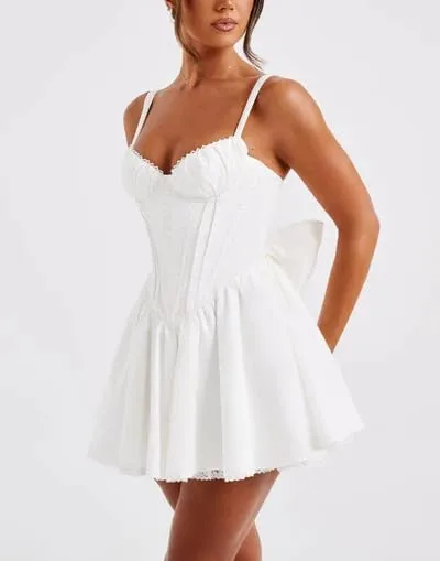 College Graduation Dresses for Women Y2k Corset Backless Party Club Mini Dress Teens Flowy Ruffle Sexy Short Dress