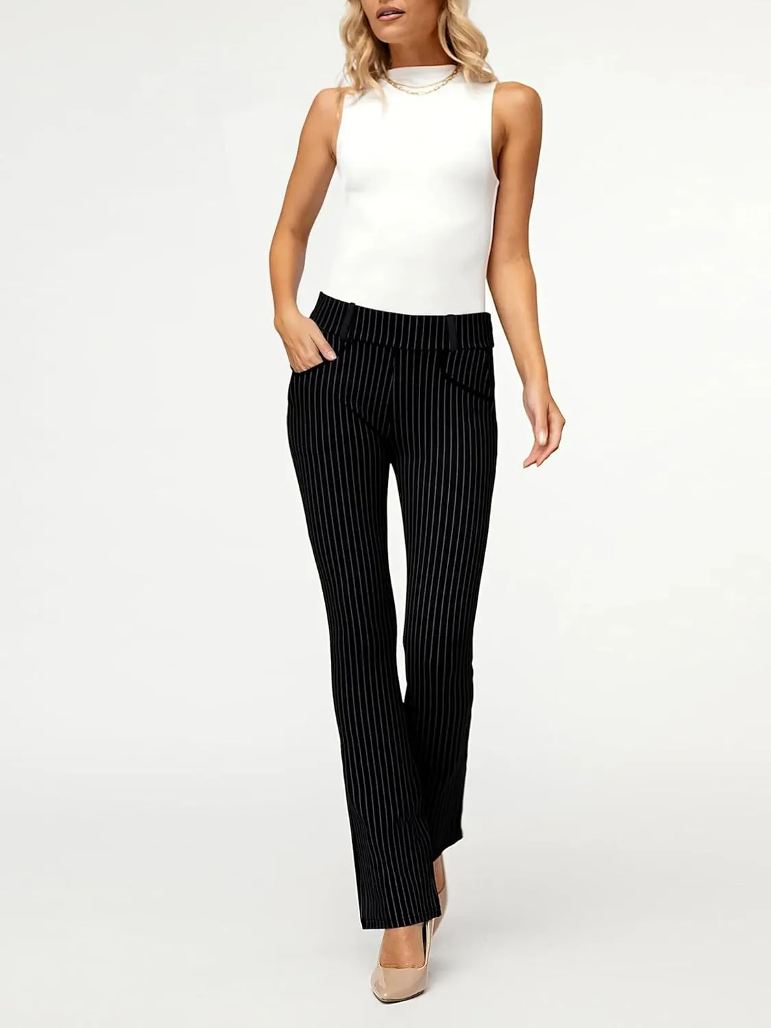 Conceited Dress Pants for Women with Pockets - Stretch Ponte Fabric - Wear to Work - Tummy Control (Available in Plus Size)