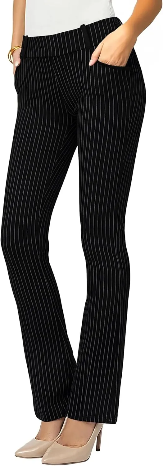 Conceited Dress Pants for Women with Pockets - Stretch Ponte Fabric - Wear to Work - Tummy Control (Available in Plus Size)