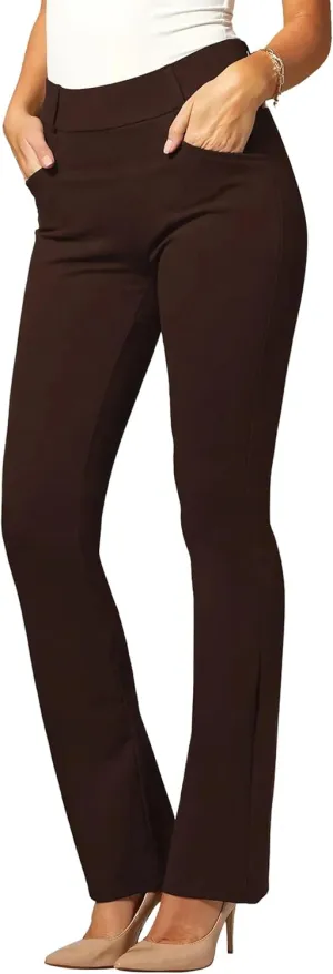 Conceited Dress Pants for Women with Pockets - Stretch Ponte Fabric - Wear to Work - Tummy Control (Available in Plus Size)