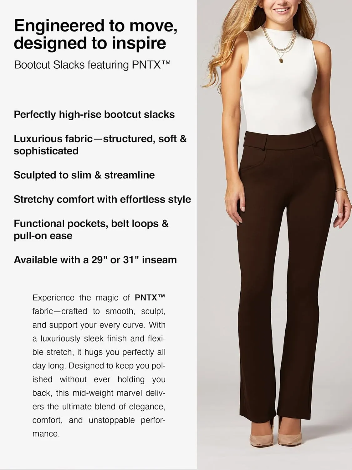 Conceited Dress Pants for Women with Pockets - Stretch Ponte Fabric - Wear to Work - Tummy Control (Available in Plus Size)