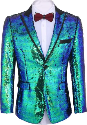 COOFANDY Mens Sequin Blazer Tuxedo Party Prom Wedding Tuxedo One Button Jacket