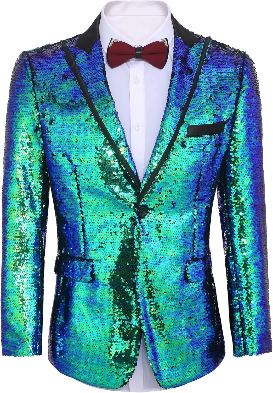 COOFANDY Mens Sequin Blazer Tuxedo Party Prom Wedding Tuxedo One Button Jacket