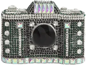 Crystal Camera Shaped Evening Bag for Women Handmade Clutch Rhinestone Purse Handbag for Formal Party Cocktail