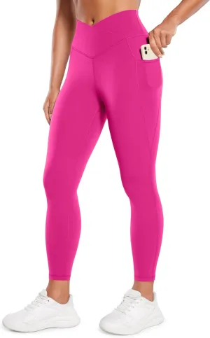 CRZ YOGA Butterluxe Womens Crossover Waist Workout Leggings with Pockets 25" - V Cross High Waist Gym Lounge Yoga Pants