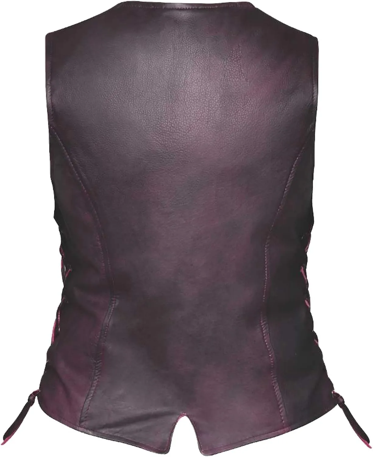 Derringer Women's Traditional Premium Lambskin Leather Motorcycle Vest - Purple