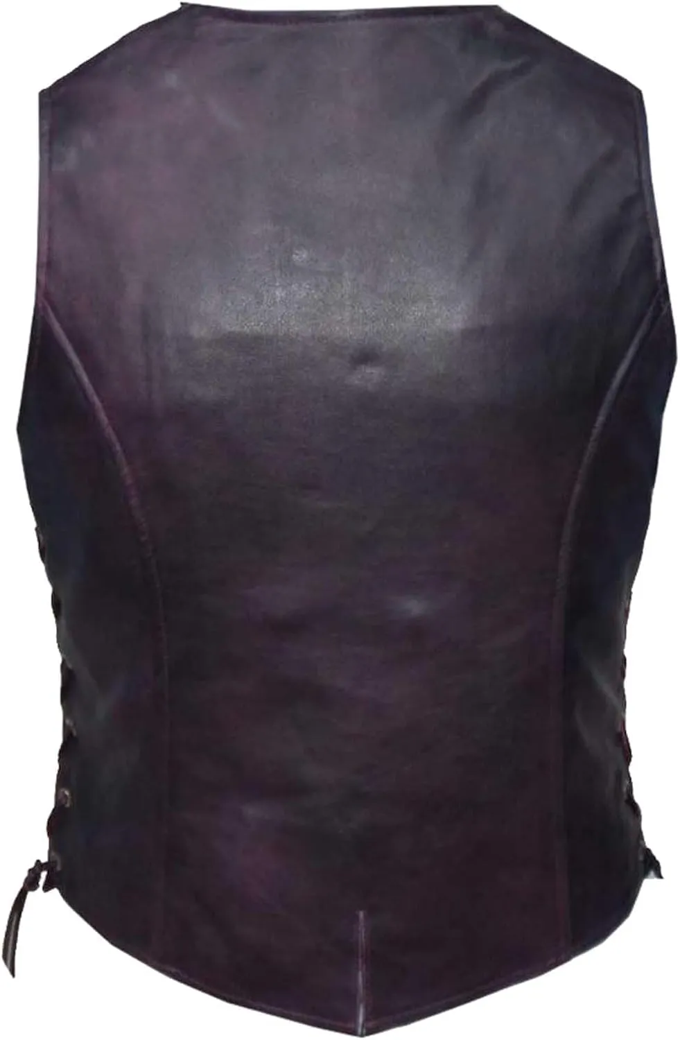Derringer Women's Traditional Premium Lambskin Leather Motorcycle Vest - Purple