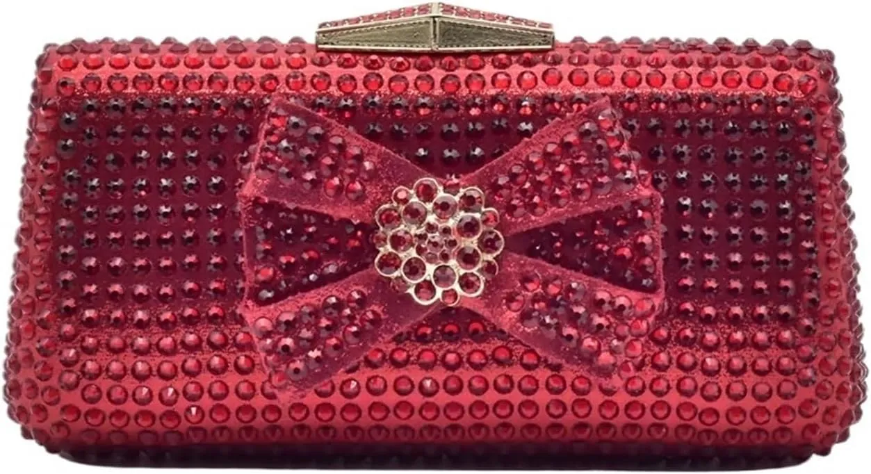 Evening Bag Evening Clutch Purses Bag Shiny Crystal Clutch Purse Party Banquet Bag(Red)
