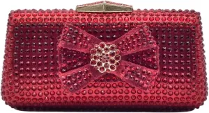 Evening Bag Evening Clutch Purses Bag Shiny Crystal Clutch Purse Party Banquet Bag(Red)