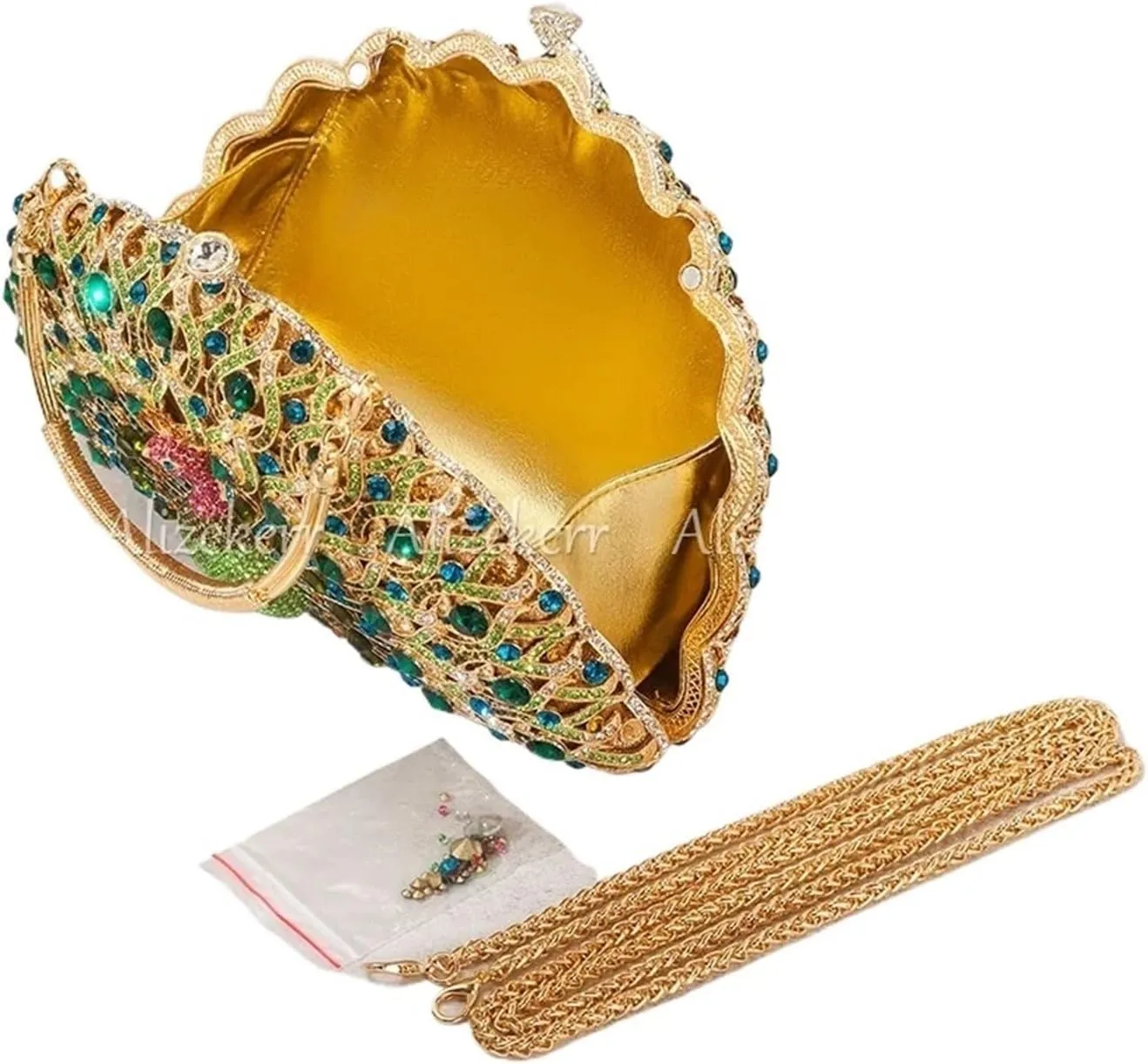 Evening Bag Gorgeous Peacock Crystal Evening Bags Women Sparkling Classy Half Round Diamond Purses And Handbags Wedding Party