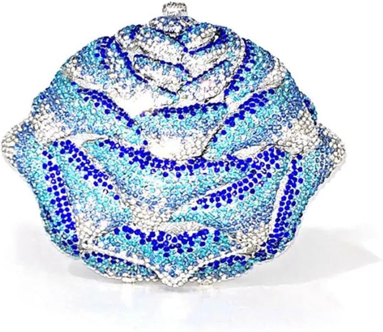 Fancy Rose Women Crystal Clutch Bags Wedding Rhinestone Classical Evening Bag Prom Cocktail Party Handbag and Purse