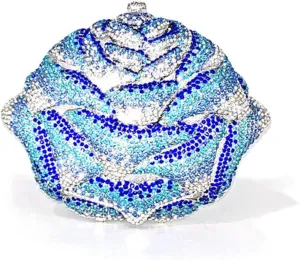 Fancy Rose Women Crystal Clutch Bags Wedding Rhinestone Classical Evening Bag Prom Cocktail Party Handbag and Purse
