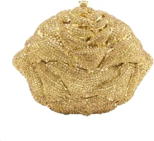 Fancy Rose Women Crystal Clutch Bags Wedding Rhinestone Classical Evening Bag Prom Cocktail Party Handbag and Purse