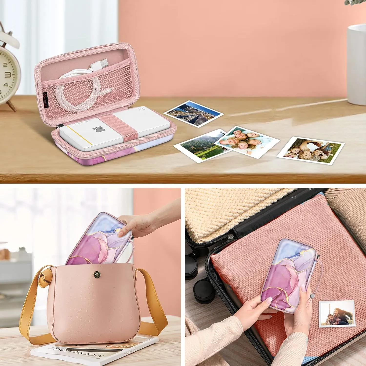 Fintie Protective Case for Kodak Step/Mini 2 HD/PRINTOMATIC/Kodak Smile Camera & Printer - Shockproof Hard Shell Carrying Case with Inner Pocket, Glittering Marble