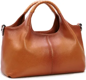 Genuine Leather Medium Satchel Handbags for Women | Stylish Crossbody Shoulder Tote Bag | Trendy Sorrel Hobo Purse