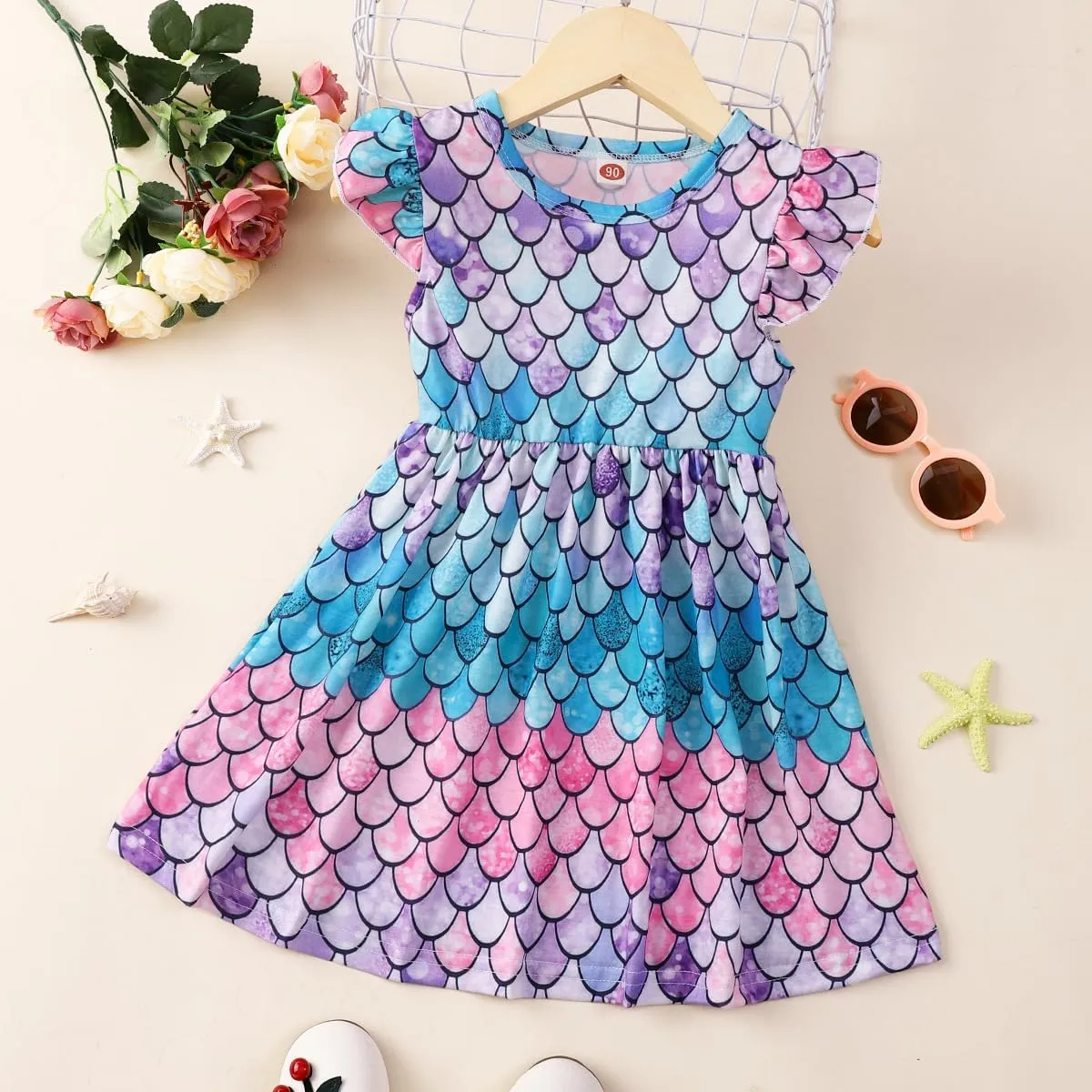 Girls Dress Kid Floral Ruffle Sleeve Unicorn Sundress Summer Toddler Girl Clothes Size 2-7 Years