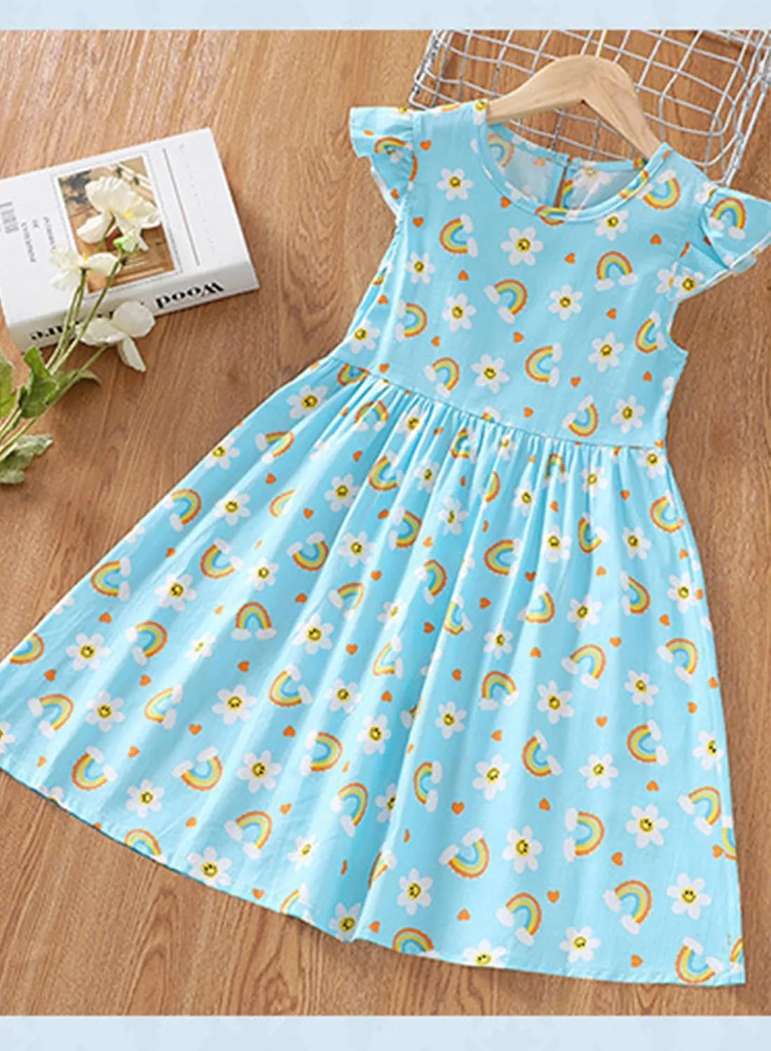 Girls' Spring Summer Cute Allover Floral Printing Hawaiian Beach Boho Casual Cotton Dresses