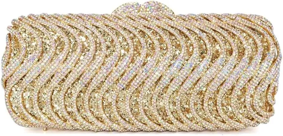 Glitter Rhinestone Evening Bag Luxury Square Crystal Evening Clutch Purse Wedding Party Prom Handbag for Women