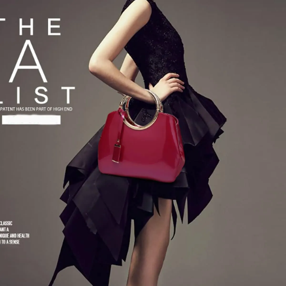 Glossy Women Handbag Patent Leather Shoulder Bag Shiny Satchel Evening Top Handle Purse Party Tote Crossbody Bag