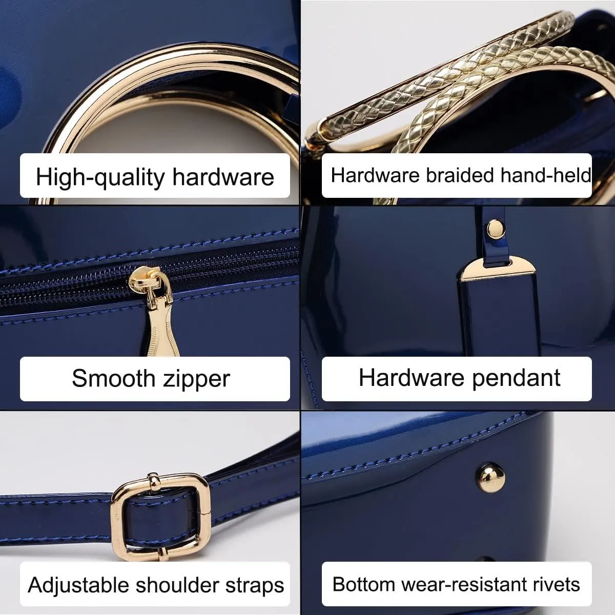 Glossy Women Handbag Patent Leather Shoulder Bag Shiny Satchel Evening Top Handle Purse Party Tote Crossbody Bag