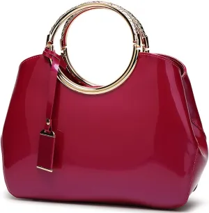 Glossy Women Handbag Patent Leather Shoulder Bag Shiny Satchel Evening Top Handle Purse Party Tote Crossbody Bag