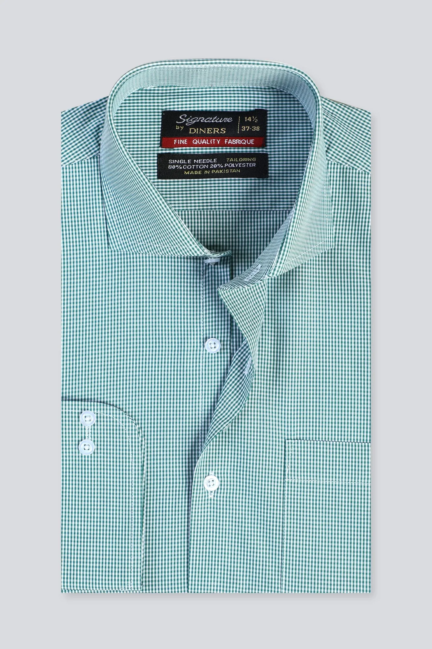 Green Mini-Check Formal Shirt